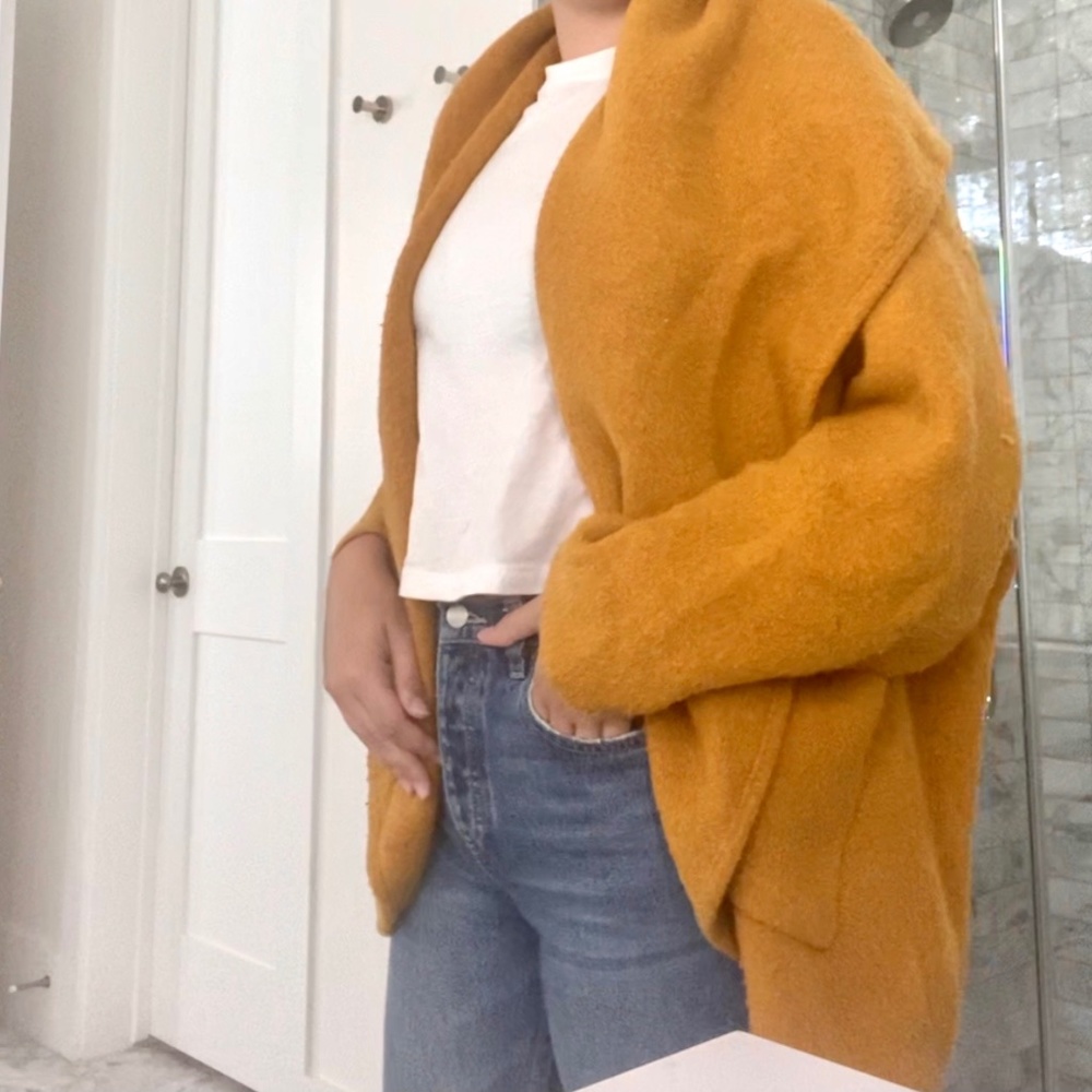 Sleeping on Snow/Anthropologie Burnished Yellow Draped Cardigan